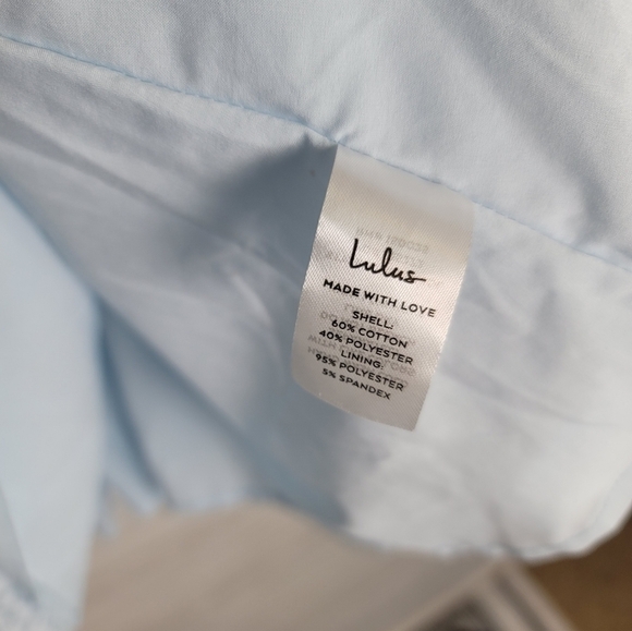 LULUS Tiers To Me Light Blue Puff Sleeve Tiered Skater Mini Dress, sz Large - Picture 12 of 15